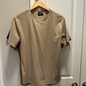 CUTS CLOTHING Men’s Curve-Hem TAN Large Short Sleeve Shirt